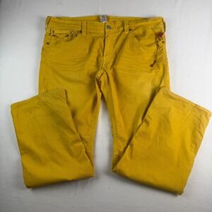 True Religion Brooklyn Yellow Corduroy Skinny Jeans Size 40